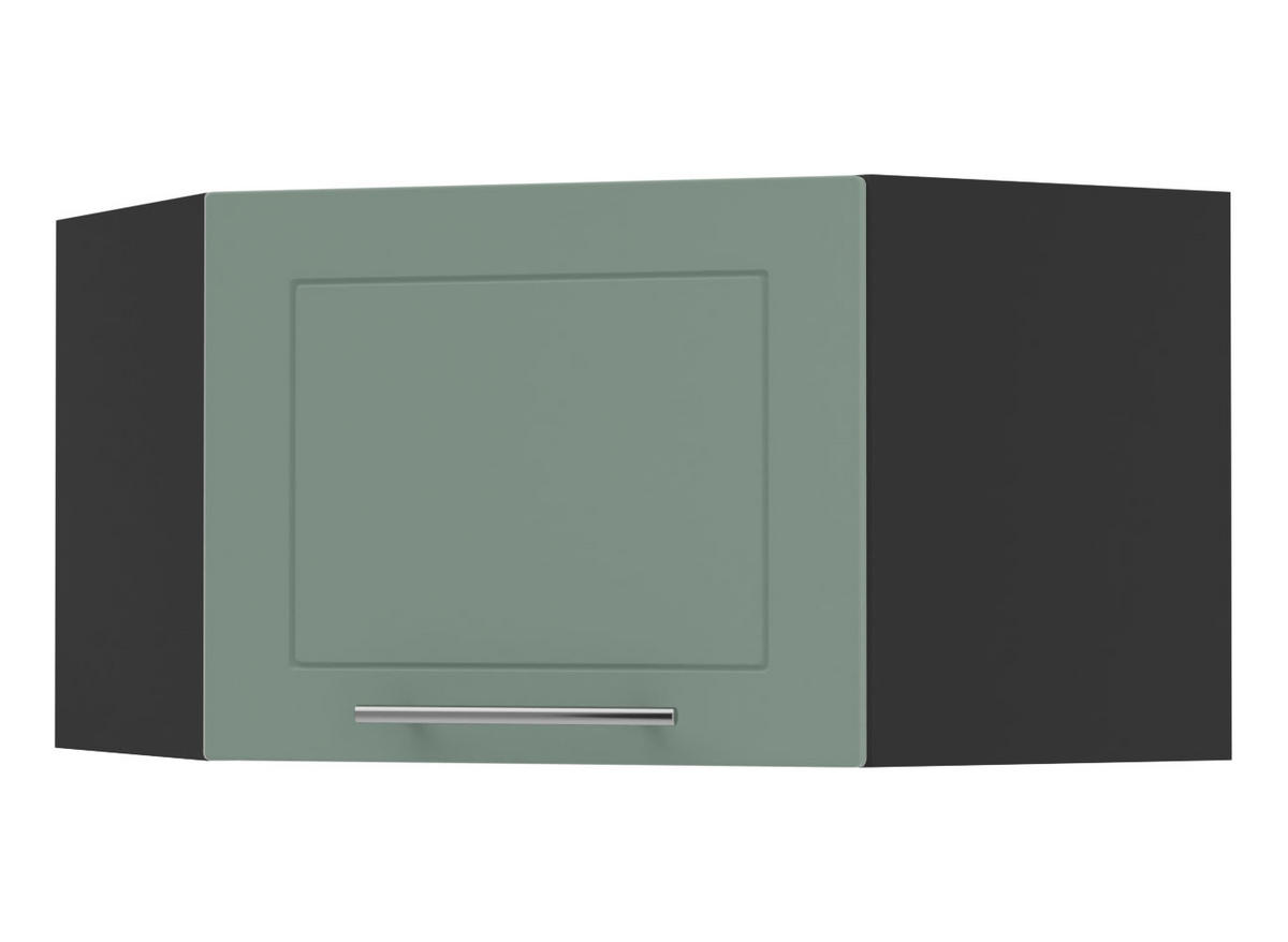ECKHÄNGESCHRANK Kvantum W10/60/36 Mint Matt / Schwarz Matt 60 / 60 / 36cm - Schwarz/Mintgrün, Holz/Holzwerkstoff (60/36/60cm) - Feldmann-Wohnen