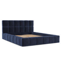 POLSTERBETT Paros mit Stauraum 160/200 cm Marineblau im Terra NW Stoff - Schwarz/Naturfarben, Holz/Holzwerkstoff (160/200cm) - AltaBeds