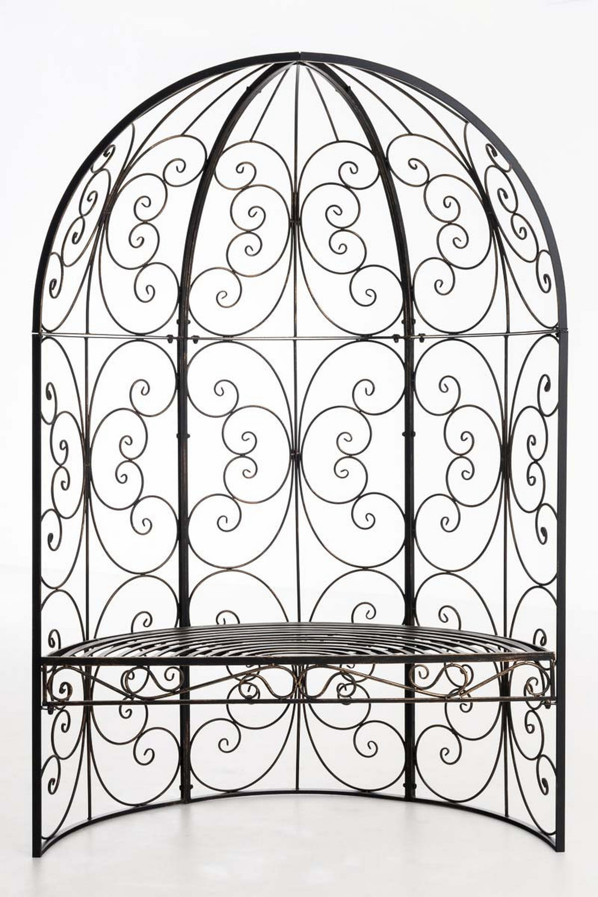 HALBPAVILLON mit Sitzbank Boston Metall Bronze Gartenbank - Bronzefarben, Metall (120/178/58cm) - DELUKE