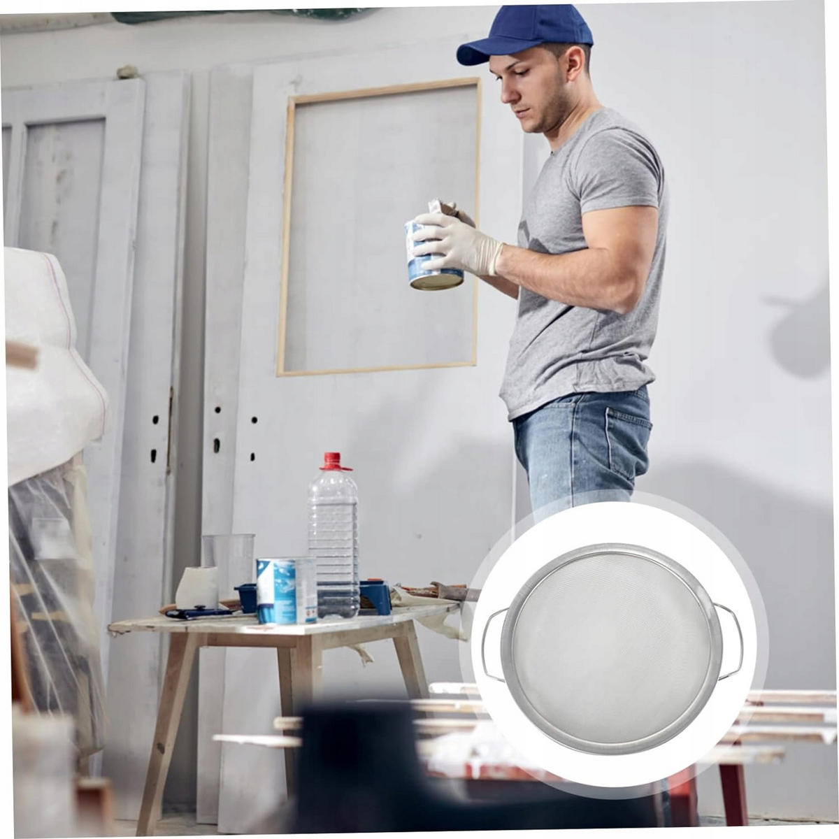 FARBSIEB, Ø 290 mm, Ø 345 mm mit Griffen, Höhe 90 mm, 60 mesh, Edelstahl - Multicolor, Kunststoff/Metall