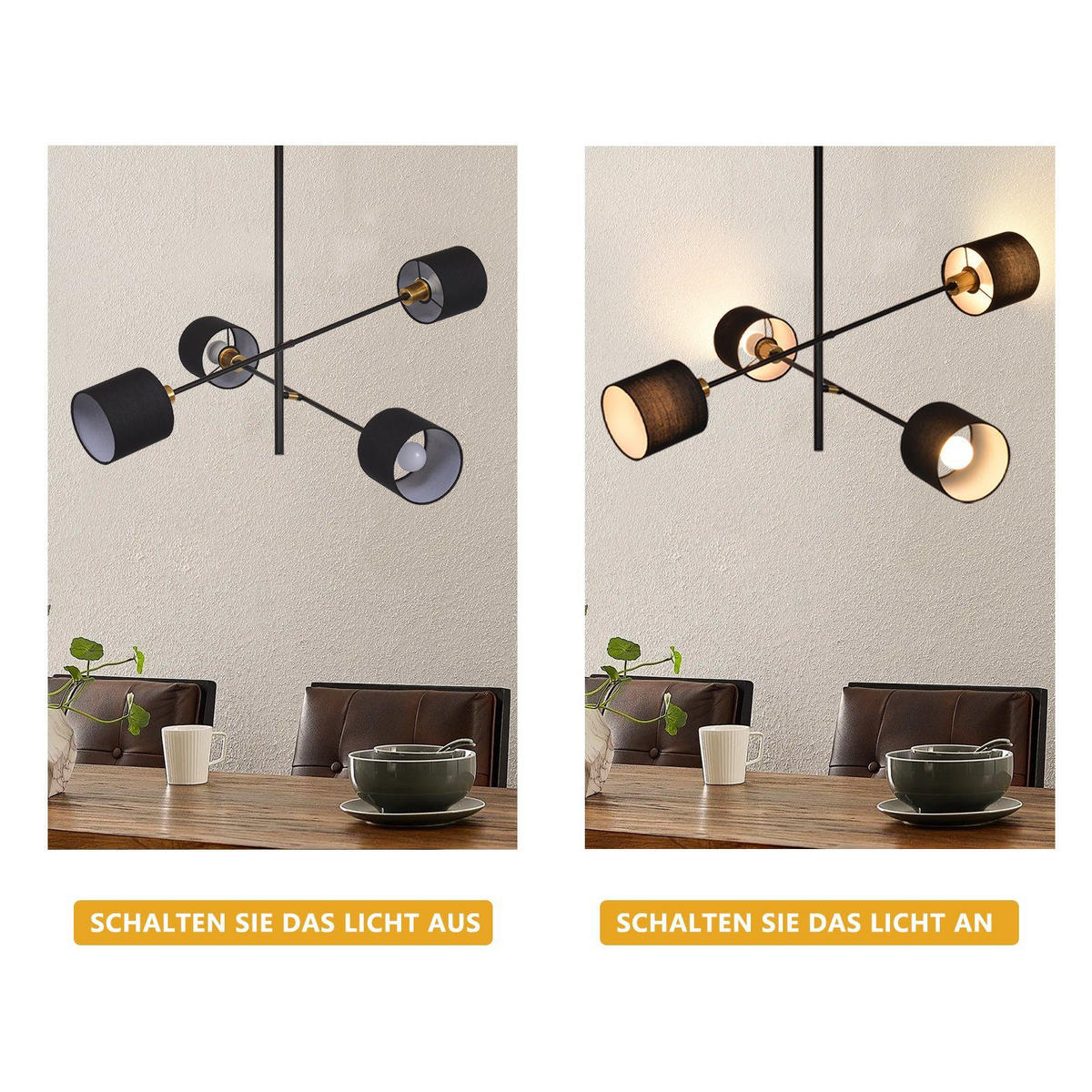 HÄNGELEUCHTE Reiner 4-flammig 68/68/85 cm - Schwarz, Metall (68/68/85cm) - Nettlife