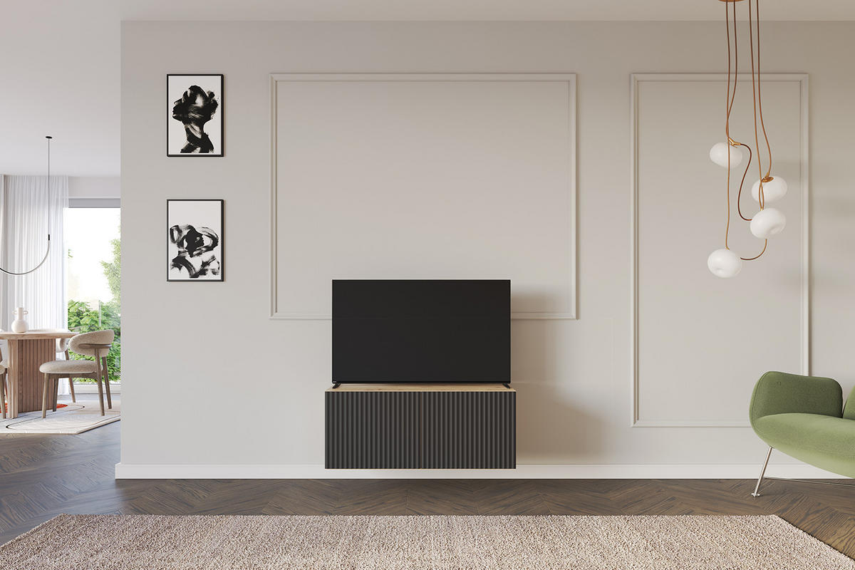 LOWBOARD NOA-2-W 100x40x41 cm - Artisan / Schwarz - Schwarz, Holzwerkstoff (100/40/41cm) - ALTDECOR