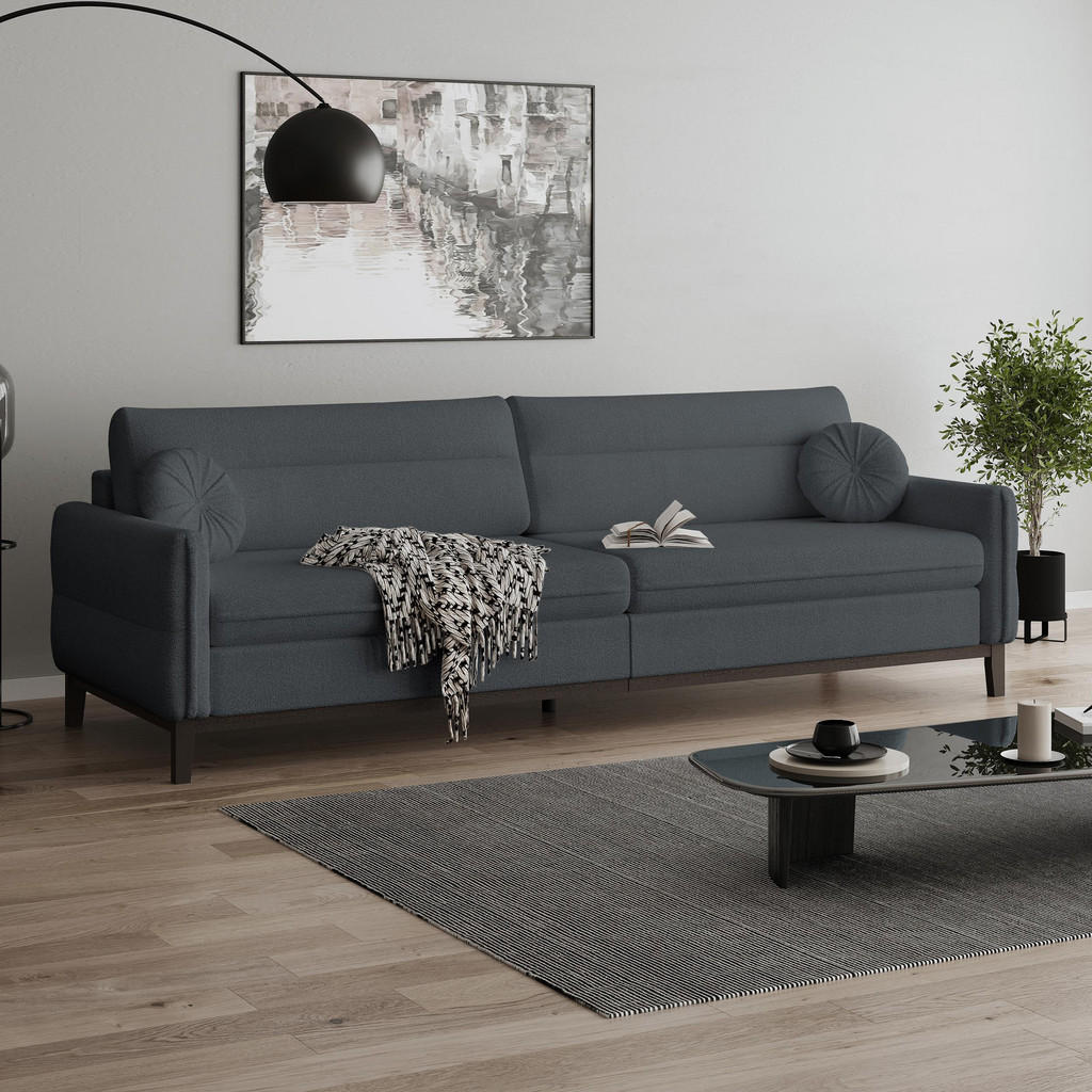 Thumbnail - Beautysofa Sitzgarnitur, Dunkelgrau, Textil, 268x95x94 cm, Wohnzimmer, Sofas & Couches, Sitzgarnituren
