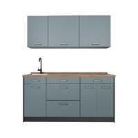 SINGLEKÜCHE R-Line, Blau-Grau/Anthrazit, 160 cm Arbeitsplatte Goldkraft Eiche - Anthrazit/Blaugrau, Holzwerkstoff (160/81.6/60cm) - Vicco