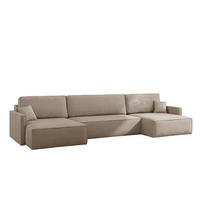 ECKSOFA Carlos Mit Schlaffunktion und Bettkasten Elegante Stoff Poso Dunkelbeige - Sandfarben, Holz/Textil (348/142cm) - Kaiser Möbel