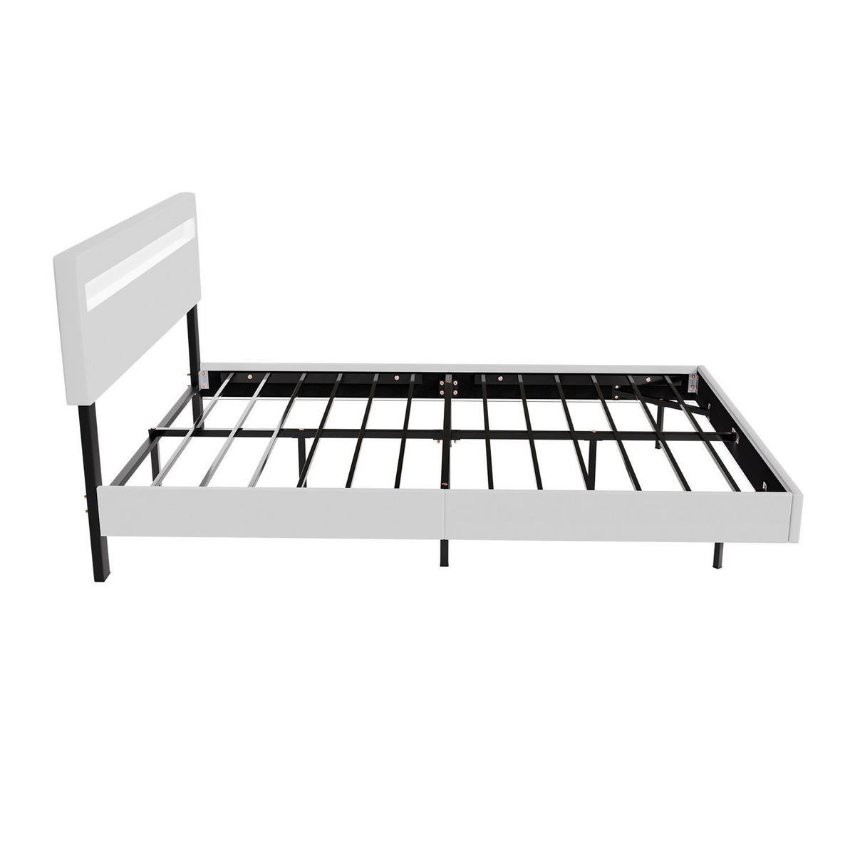 SCHWEBEBETT Lissabon Weiß 140/200 cm Kunstleder mit Matratze - Weiß, Textil (140/200cm) - Juskys