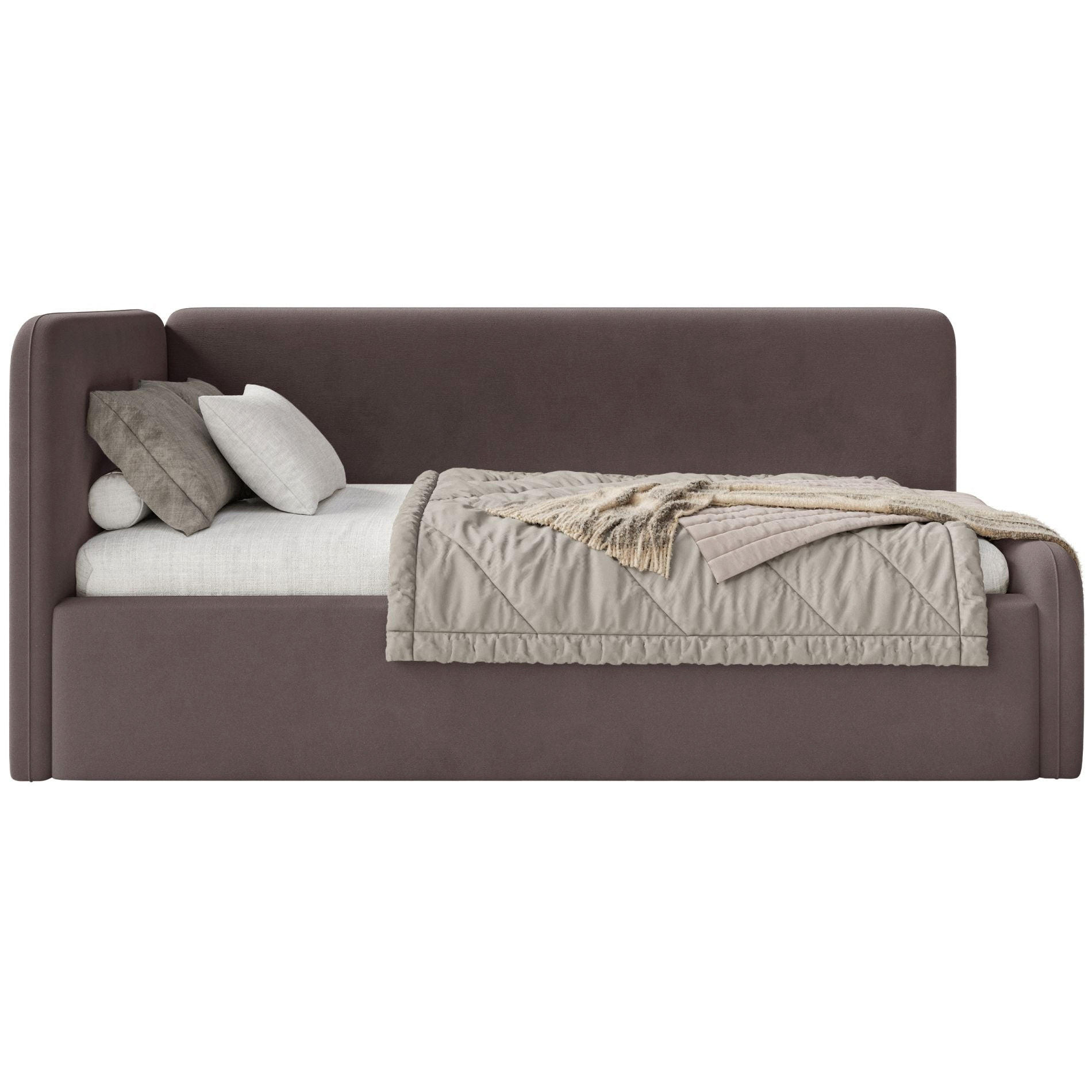 JUGENDBETT Fanko Samt Braun 90x200 cm - Schwarz/Braun, Kunststoff/Textil (90/200cm) - Selsey