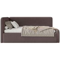 JUGENDBETT Fanko Samt Braun 90x200 cm - Schwarz/Braun, Kunststoff/Textil (90/200cm) - Selsey