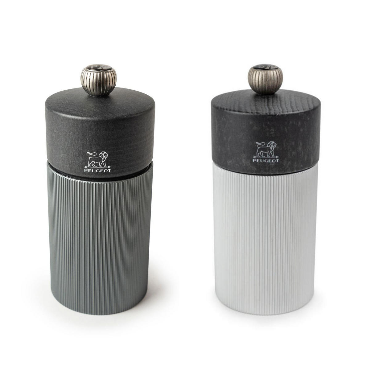 MÜHLENSET Line 12cm Pfeffer- & Salzmühle Carbon/Aluminium Stahlmahlwerk - Grau, Metall (5.5/12/5.5cm) - PEUGEOT