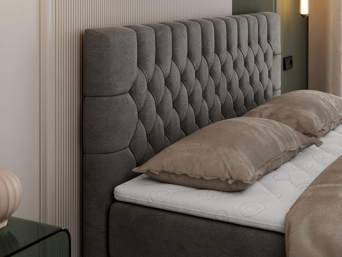 BOXBETT PERA 120/200 Dunkelgrau Velvet - H3 - Dunkelgrau, Holz/Textil (120/200cm) - MKS