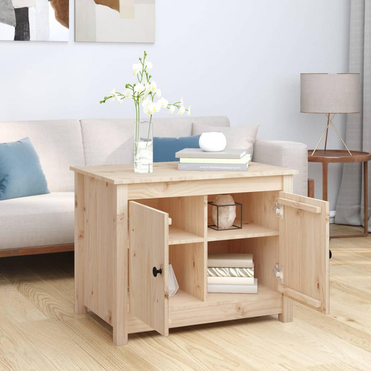 COUCHTISCH 71x49x55 cm Massivholz Kiefer - Naturfarben, Holz (71/49/55cm) - furnicato