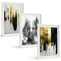 BILDER SET 3er Set - 40x60 cm Weißer Rahmen - Kontrastierende abstrakte Porträts - Weiß, Kunststoff (40/60cm) - TULUP