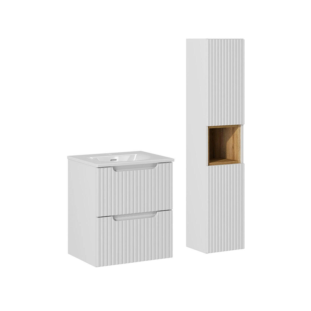 BADMÖBEL 50cm Riva 2er-Set Weiß - Weiß, Holzwerkstoff (50/57/40cm) - Petits-meubles