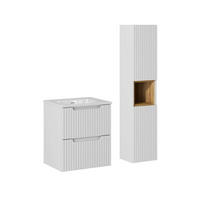 BADMÖBEL 50cm Riva 2er-Set Weiß - Weiß, Holzwerkstoff (50/57/40cm) - Petits-meubles