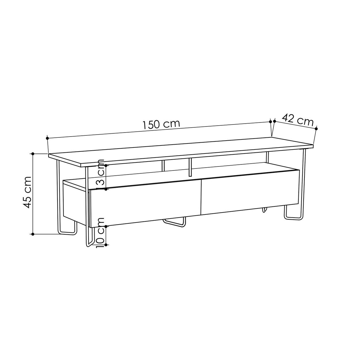 TV-LOWBOARD Cornea Anthrazit 150/42/45 cm - Anthrazit/Schwarz, Holzwerkstoff/Metall (150/45/42cm) - Decortie