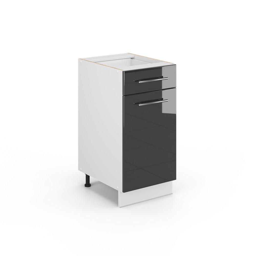 KÜCHENUNTERSCHRANK Fame-Line Anthrazit Hochglanz 40 cm ohne AP - Anthrazit/Weiß, Holzwerkstoff (40/82/51.6cm) - Vicco