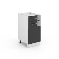 KÜCHENUNTERSCHRANK Fame-Line Anthrazit Hochglanz 40 cm ohne AP - Anthrazit/Weiß, Holzwerkstoff (40/82/51.6cm) - Vicco