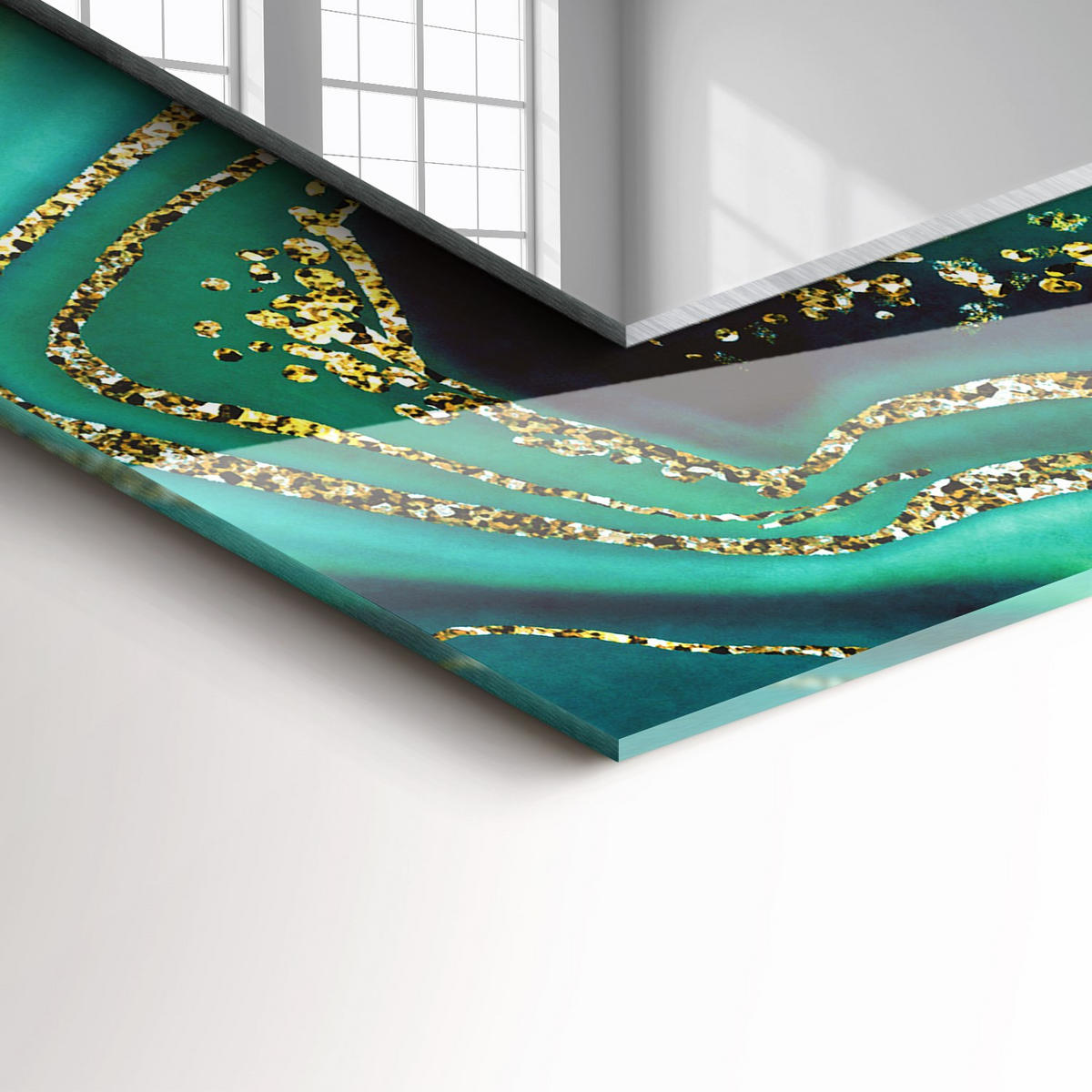 SPIEGEL 80 x 60 cm Rechteckig mit Aufdruck - Jadegrün, Glas (80/60/0.4cm) - TULUP