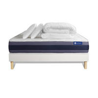 BETT Actiflex morpho Taschenfederkern und Memory-Schaum 140 x 200 cm h1 - Kit Bettgestell Weiß - Mit Kissen und Bettdecke - Beige/Weiß, Karton/Holz (140/200cm) - ACTISOM