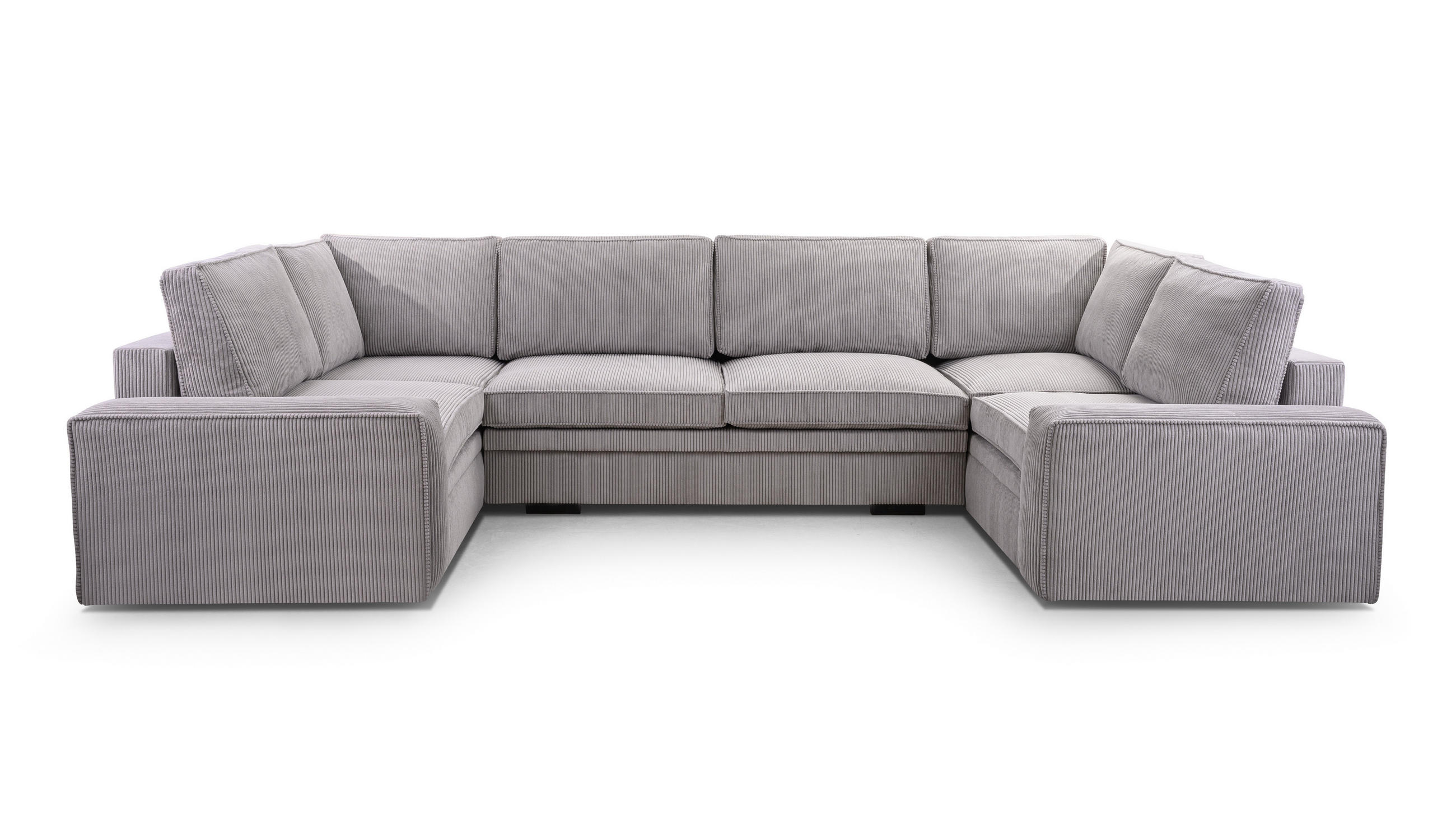 WOHNLANDSCHAFT Treville U Grau 378/196/93 cm – mit Bettkasten und Schlaffunktion - Schwarz/Grau, Kunststoff/Textil (378/93/196cm) - AX Living