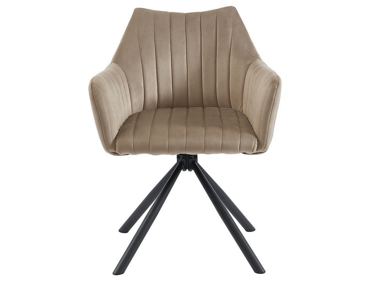 STUHL mit Armlehnen 6er-Set - Samt & Metall - Beige - IZIALI - Beige, Textil (60/83.5/60cm) - Pascal Morabito