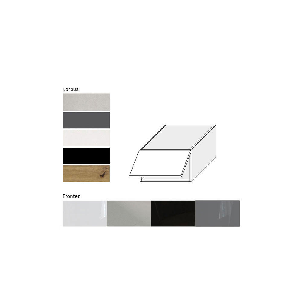 Thumbnail - Feldmann-Wohnen Aufsatzschrank, Schwarz Hochglanz, Grau, Holz, Rechteckig, 60x36x59 cm, Küchen, Küchenmöbel, Küchenschrä...