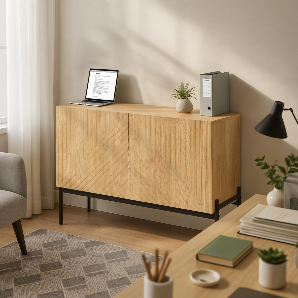 SIDEBOARD aus Eiche, 100/40/75 cm - Braun, Holzwerkstoff/Metall (40/70/100cm) - Urban Meuble