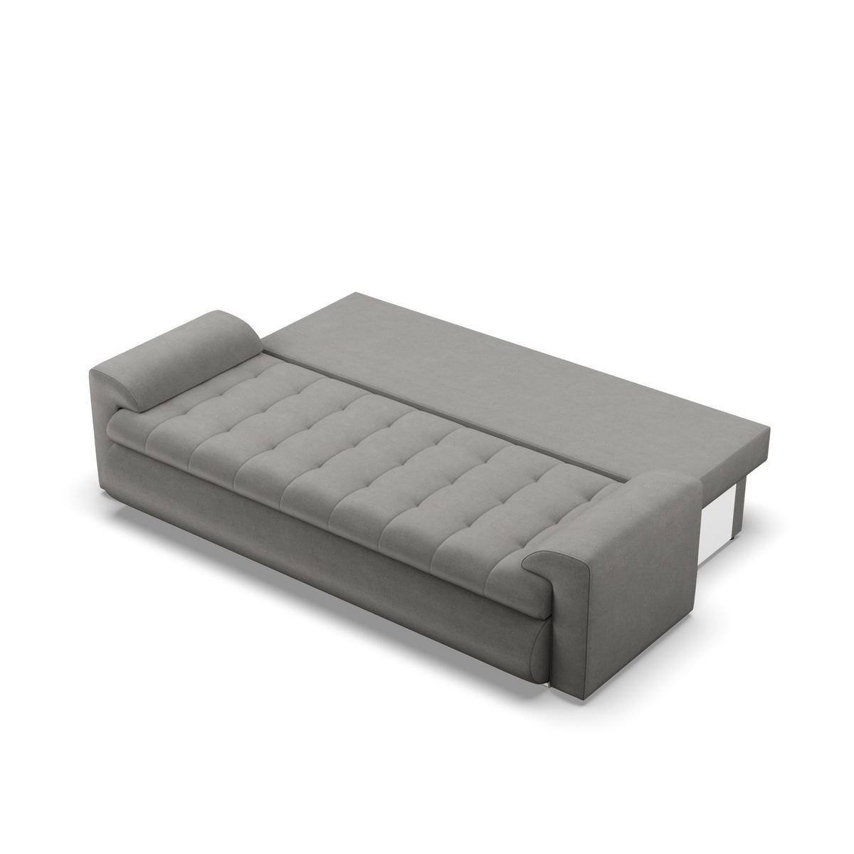 SOFA 3-SITZER MIT SCHLAFFUNKTION FORESTA, Hellgrau - Hellgrau, Textil (222/92/96cm)