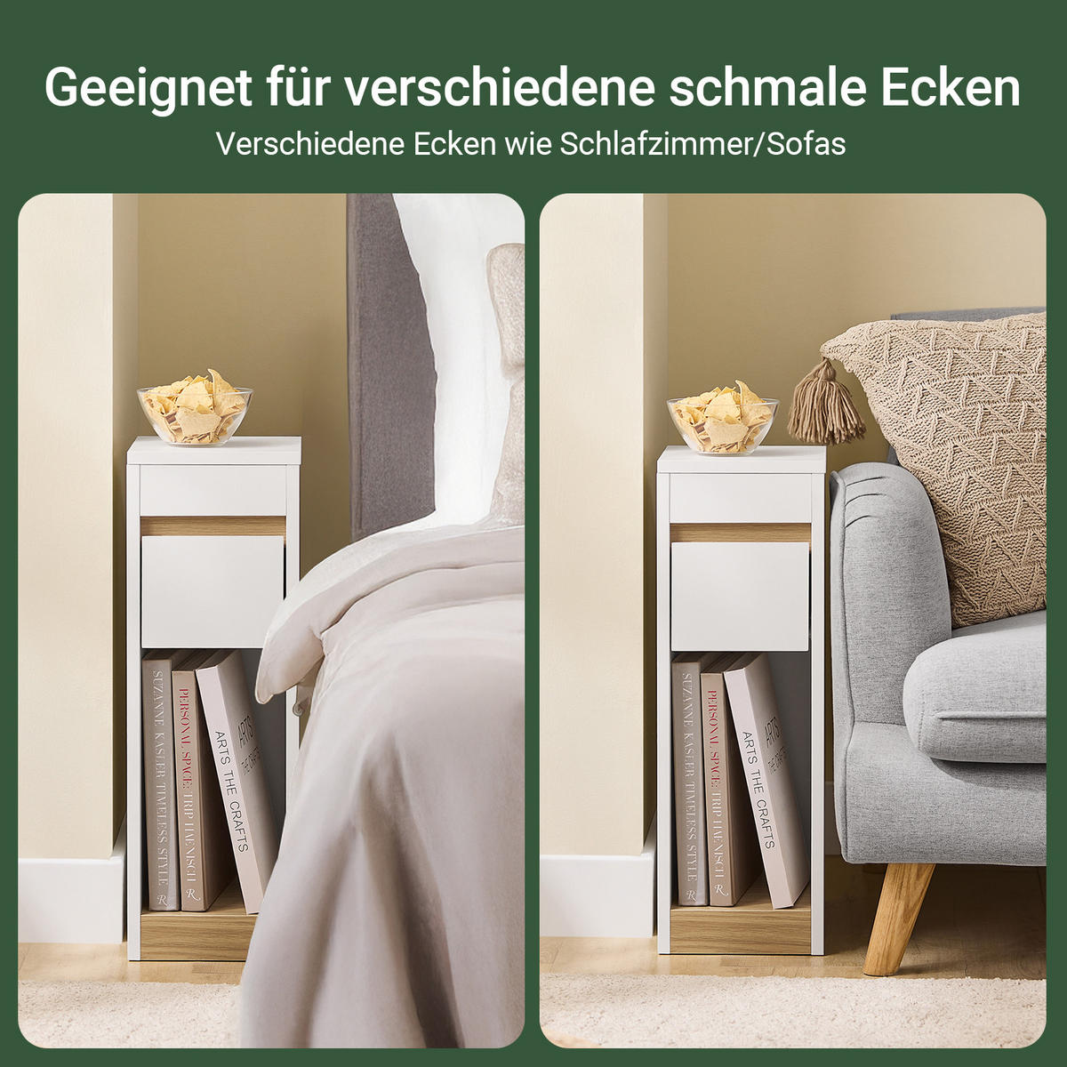 NACHTTISCH Weiß-Holz - Weiß/Naturfarben, Holzwerkstoff (20/60/35cm) - SoBuy