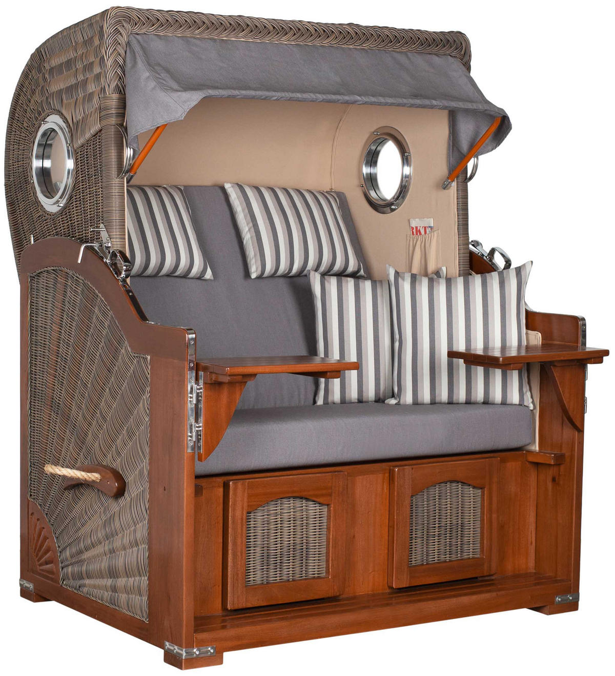 STRANDKORB 2-Sitzer Düne Mahagoni 544 - Braun/Grau, Holz (125/170/80cm) - Mr. Deko