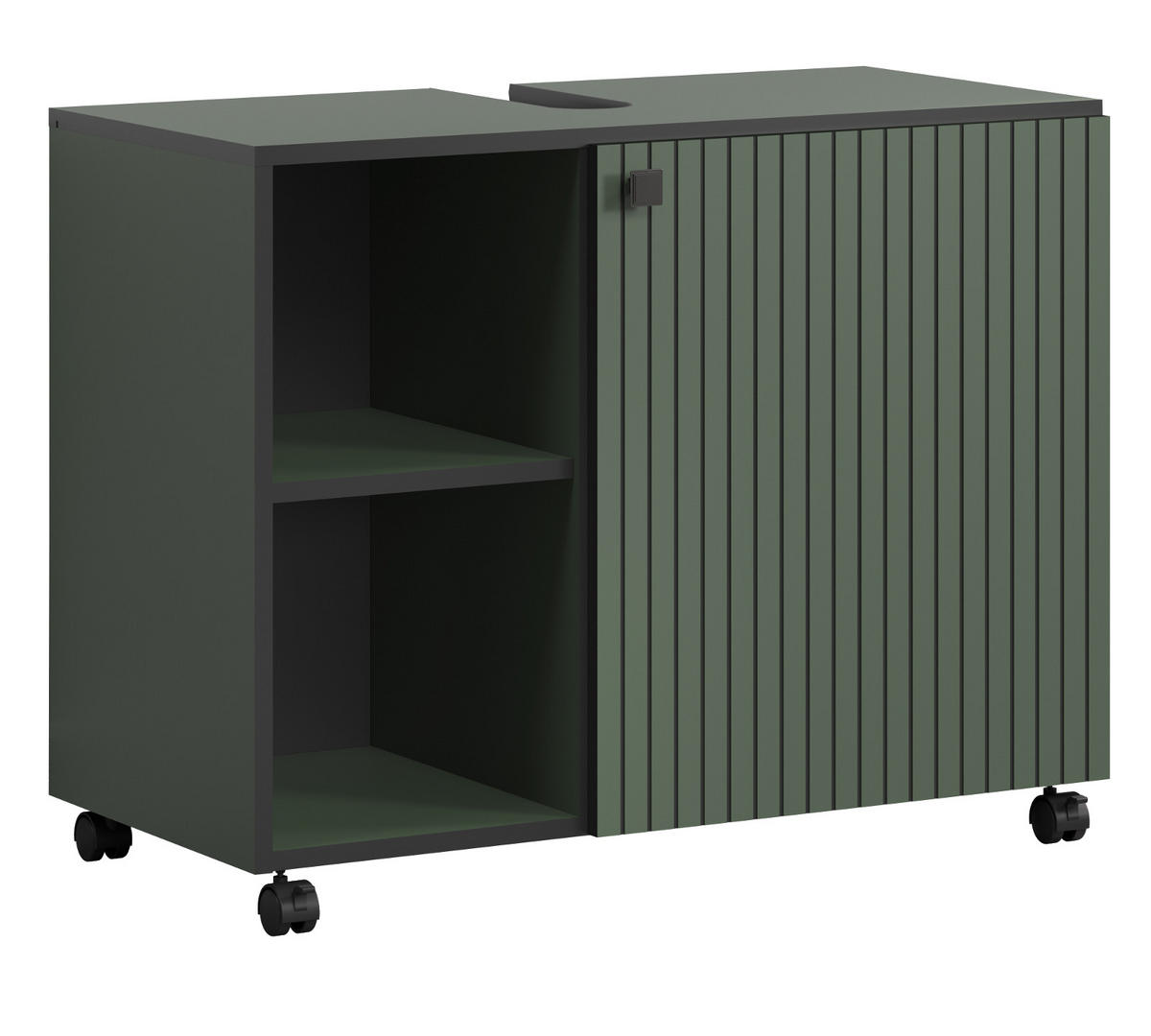 WASCHBECKENUNTERSCHRANK grün 80 cm, Badschrank auf Rollen - Schwarz/Grün, Holzwerkstoff/Metall (80/64/42cm) - Top.Furn