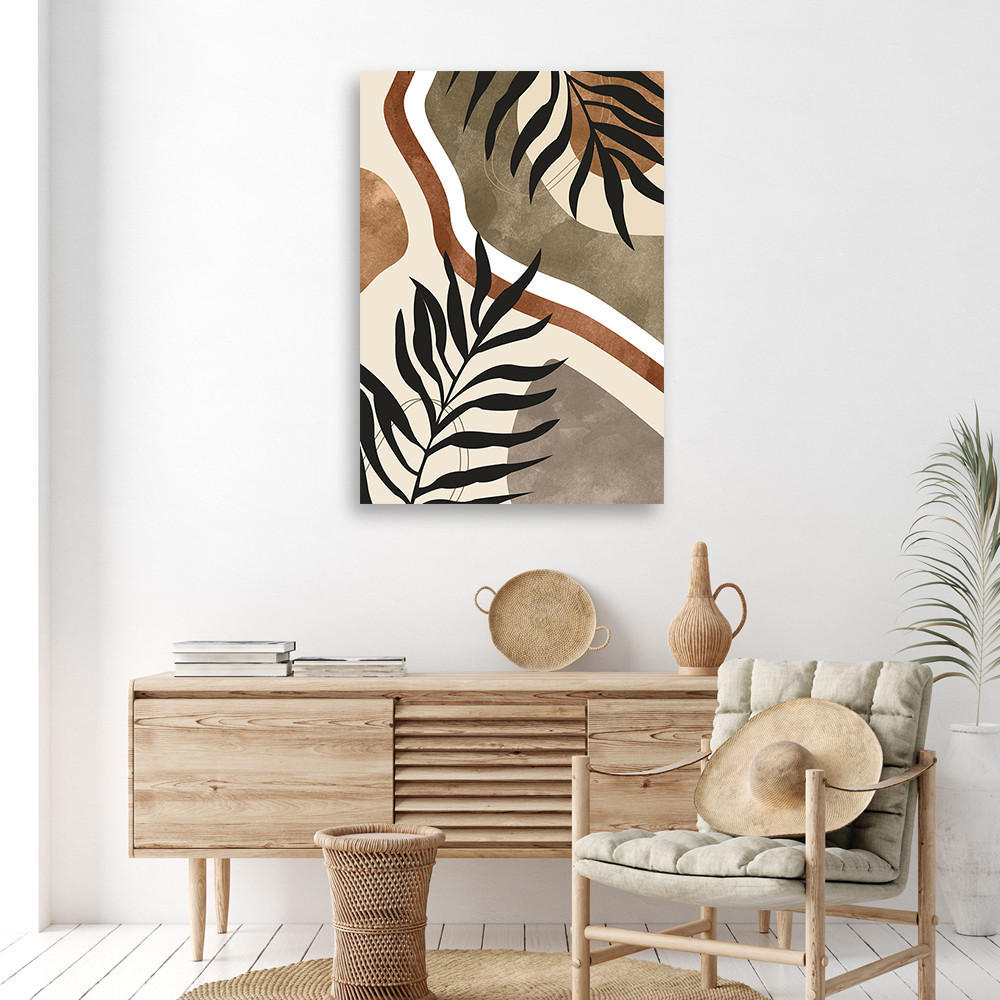 WANDBILD boho blätter und zweige - Beige, Textil (40/60cm) - Feeby