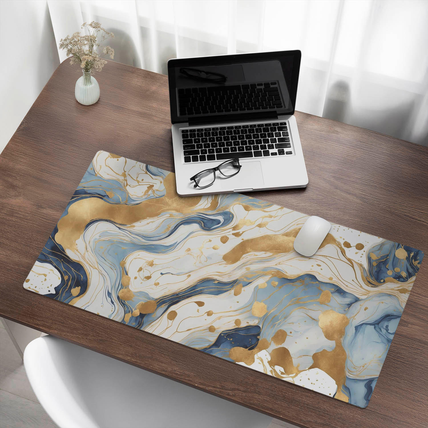 SCHREIBTISCHUNTERLAGE 100x50 cm Blau - Goldfarben/Hellblau, Kunststoff (100/50/1.6cm) - Wallfluent