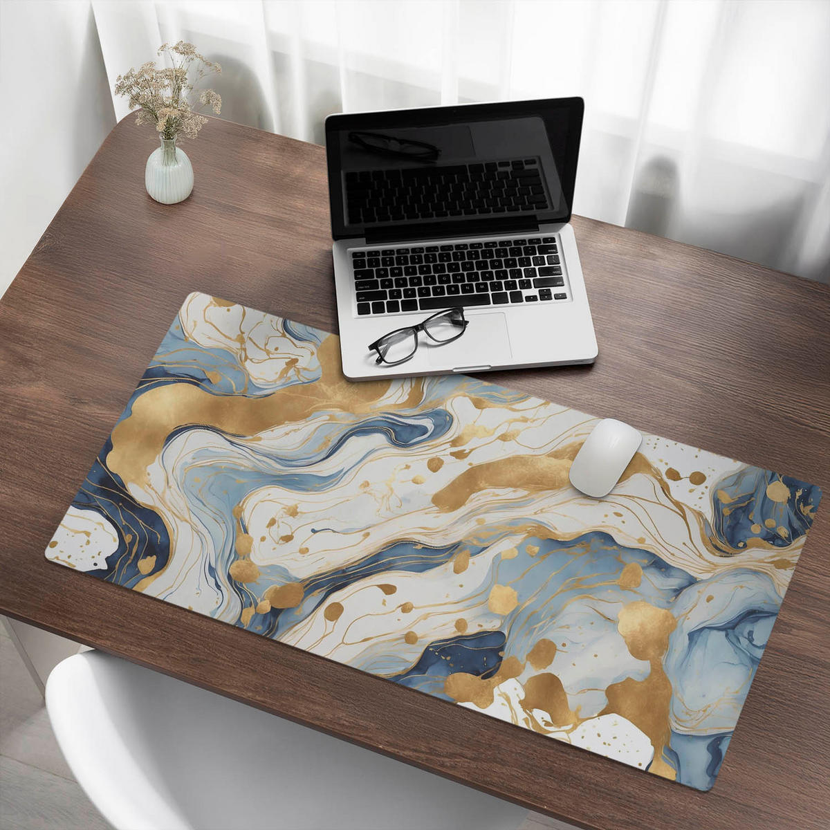 SCHREIBTISCHUNTERLAGE 100x50 cm Blau - Goldfarben/Hellblau, Kunststoff (100/50/1.6cm) - Wallfluent