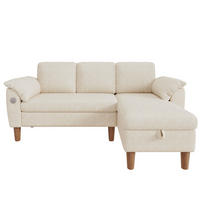 ECKSOFA 181/125/88 cm Beige mit Stauraum-Chaiselongue und USB/Type-C-Ladeanschluss - Beige, Textil (181/125cm) - Oxeza