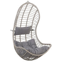HÄNGESESSEL PE Rattan grau mit Sitzkissen Pineto - Grau, Kunststoff (66/137/80cm) - Beliani