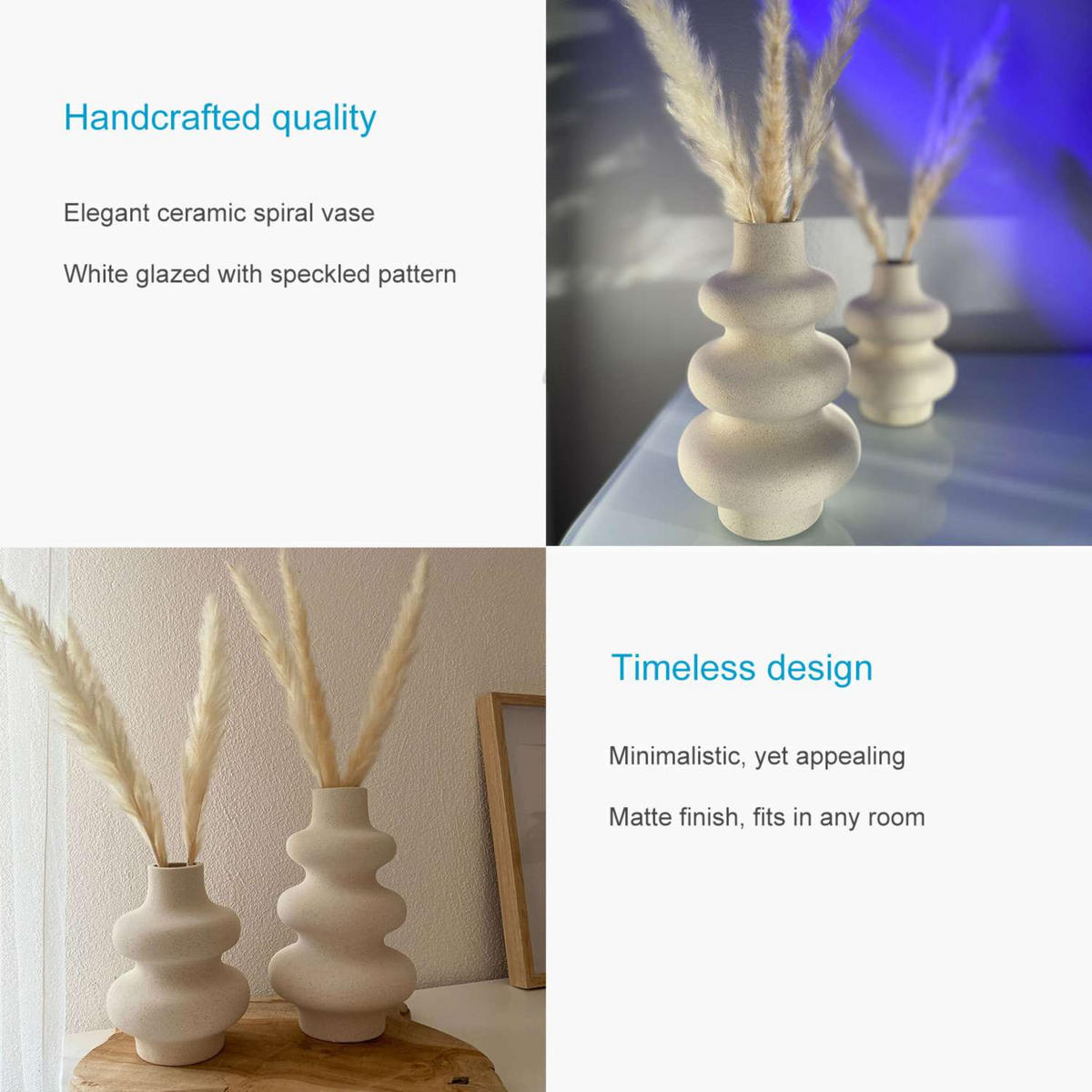 KERAMIK VASE - Weiß, Keramik (21.8cm) - Intirilife