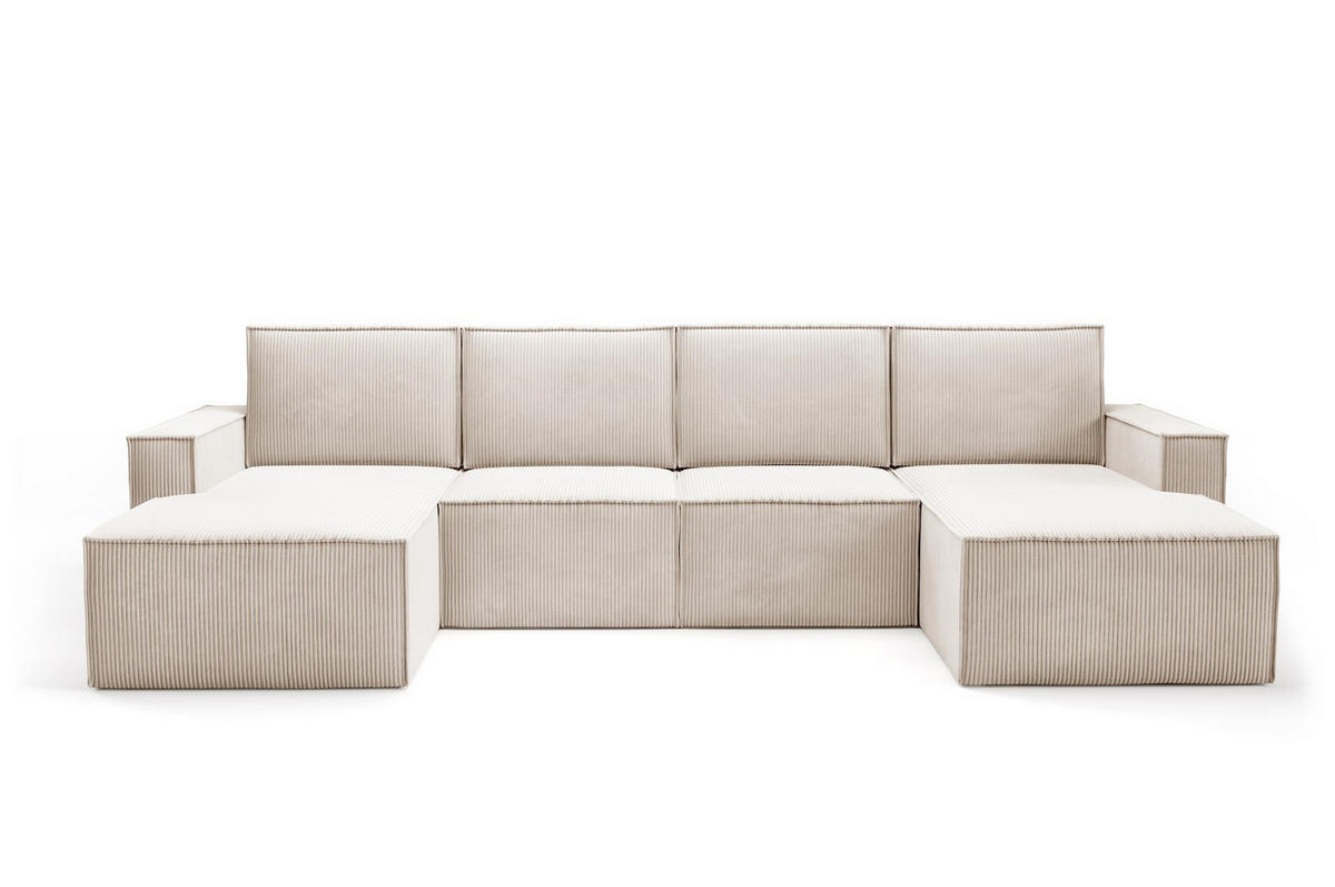 WOHNLANDSHAFT Orto Beige - Beige, Holzwerkstoff/Textil (320/93/142cm) - Bettso