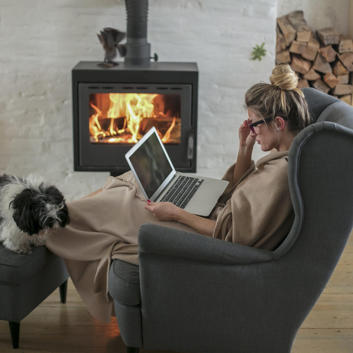 OFENVENTILATOR - Dunkelbraun, Metall (19/26/12cm) - Relaxdays