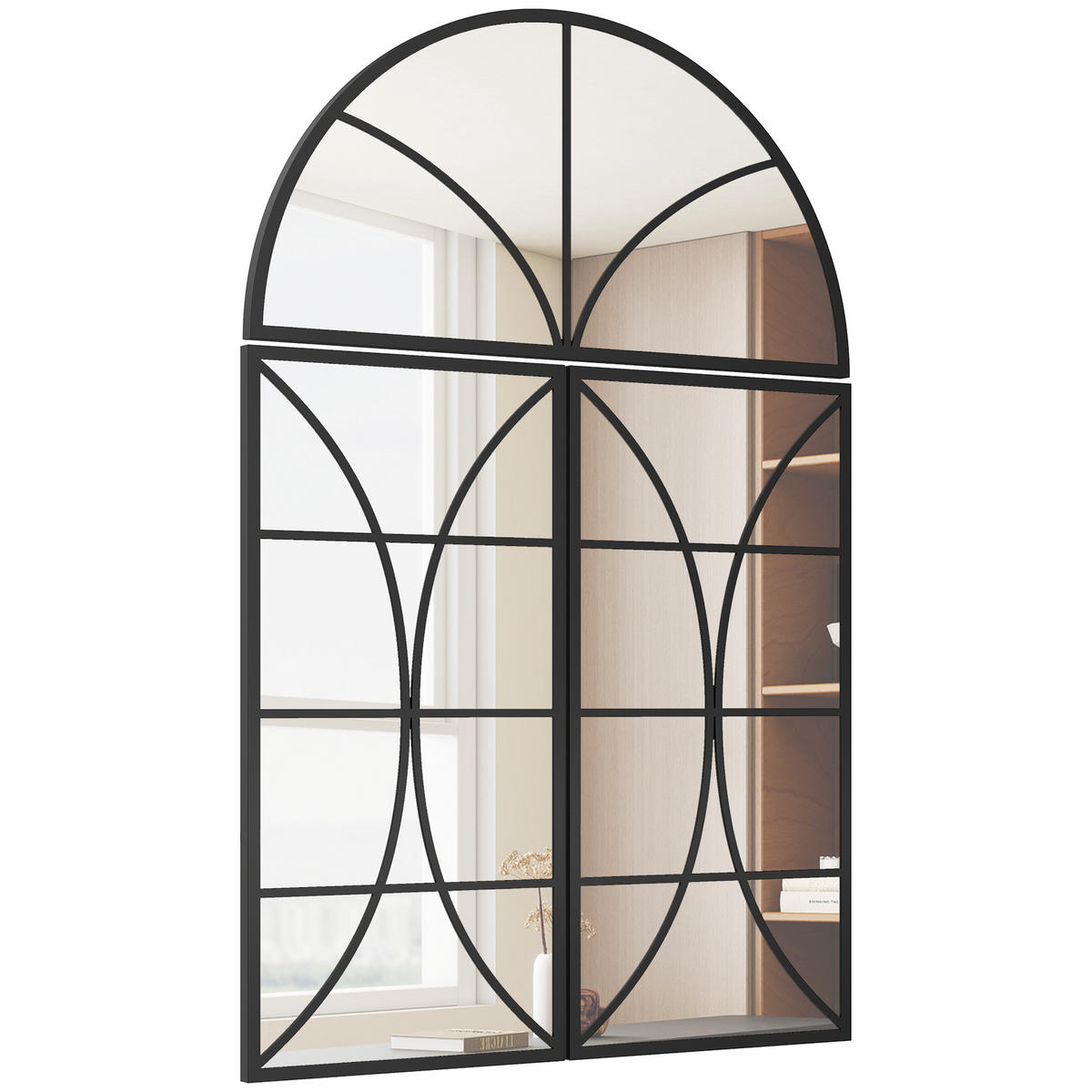 WANDSPIEGEL Schwarz 3er-Set 120/80 cm - Schwarz, Glas (80/120/2cm) - PANGIVO