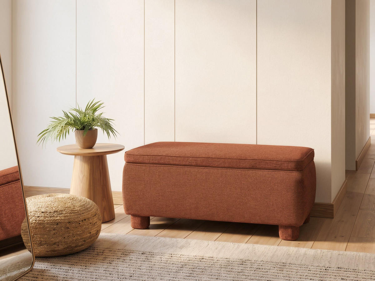 POLSTERBANK Goldbraun Ithaca - Braun, Holz/Textil (104/45/40cm) - Beliani