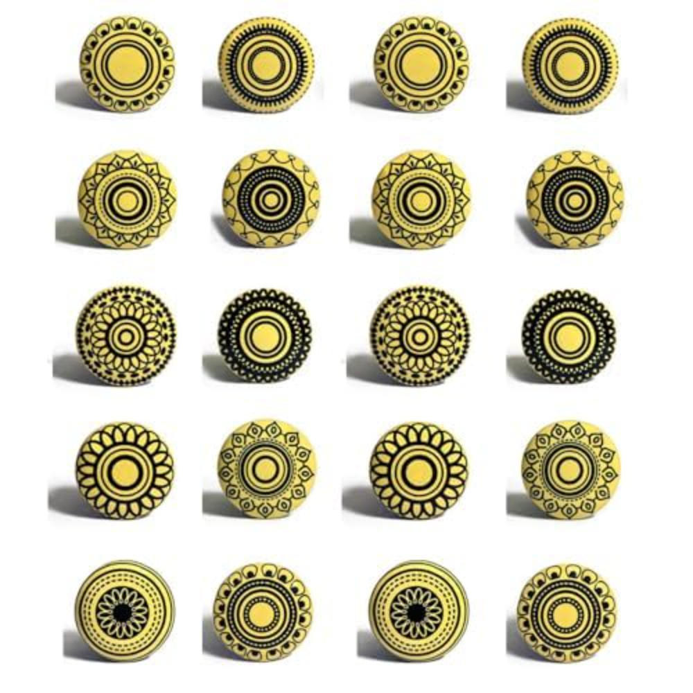 KERAMIKKNÖPFEN Set mit 20 senfgelben Keramikknöpfen40 mm - Beige, Keramik (4/4/6.9cm) - Nacnic