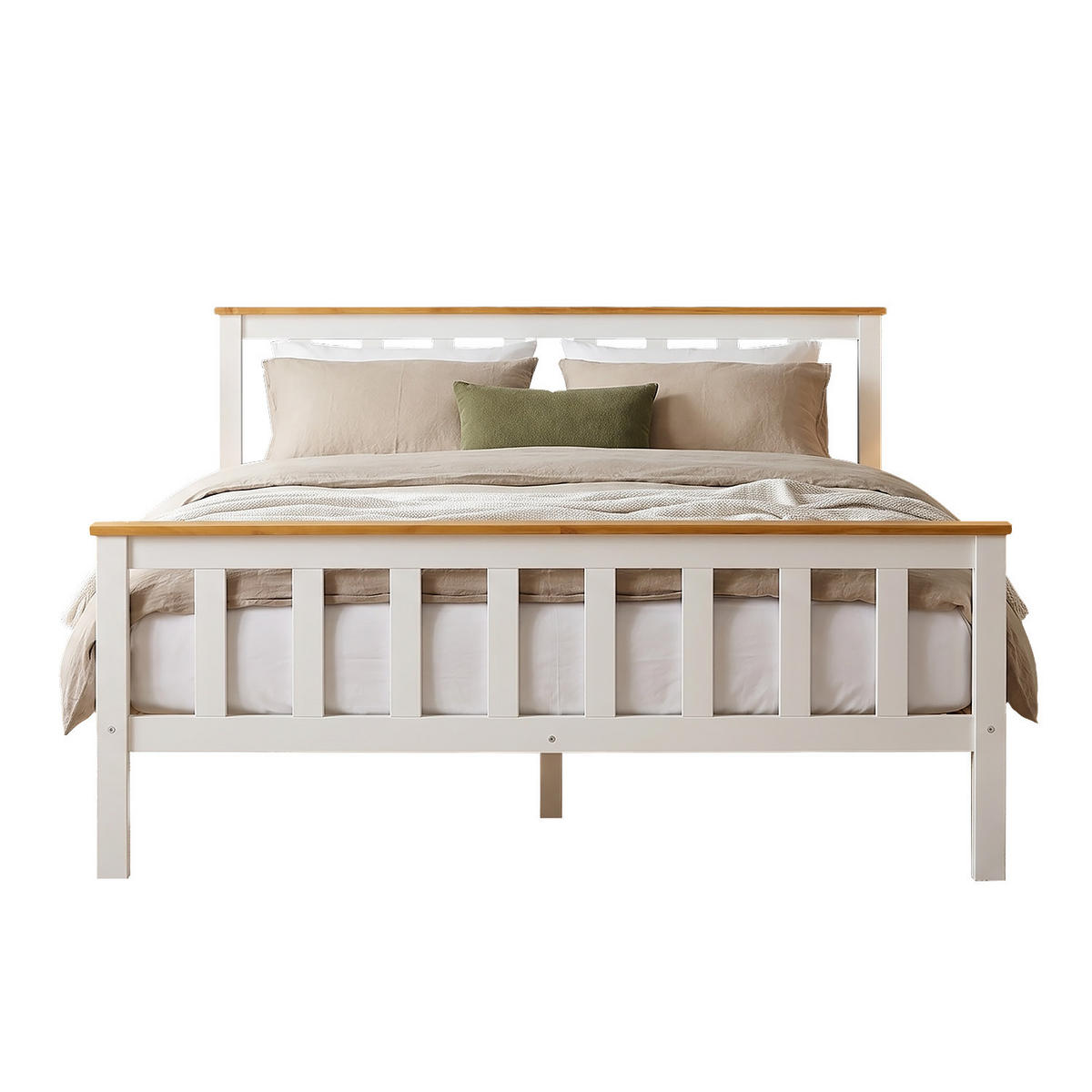 HOLZBETT 140/200 cm weiß natur - Weiß, Holz (140/200cm) - Homestyle4u