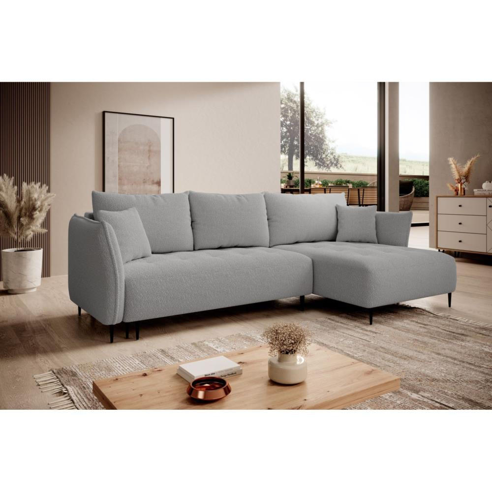 ECKSCHLAFSOFA Bari rechts grau - Schwarz/Grau, Textil (276/158cm) - Beautysofa
