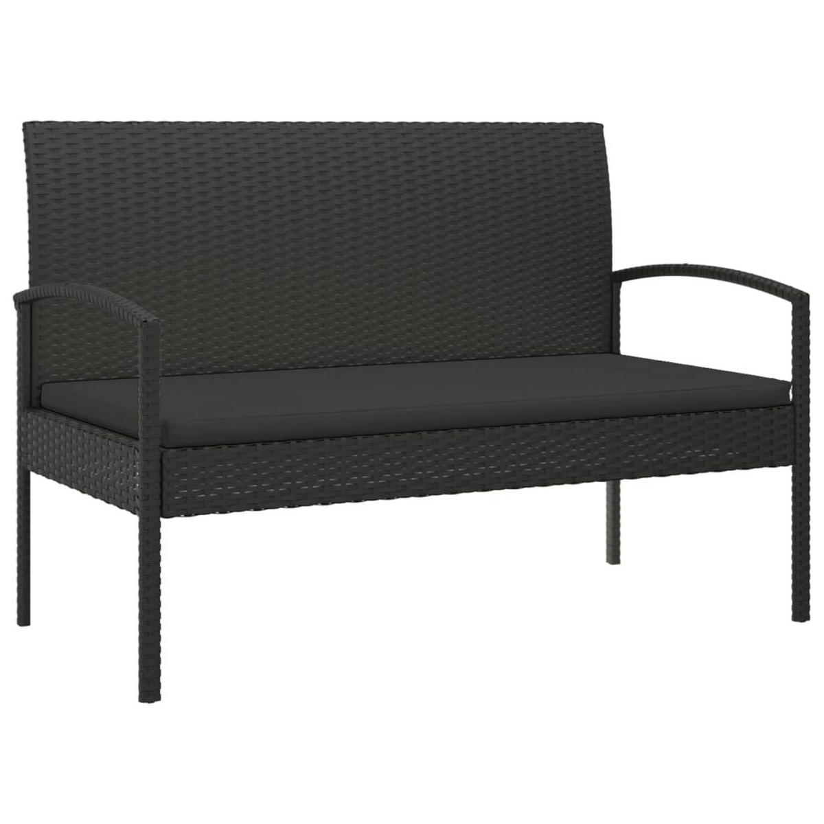 GARTENBANK mit Kissen Schwarz 105 cm Poly Rattan - Schwarz, Kunststoff (58/74/105cm) - furnicato