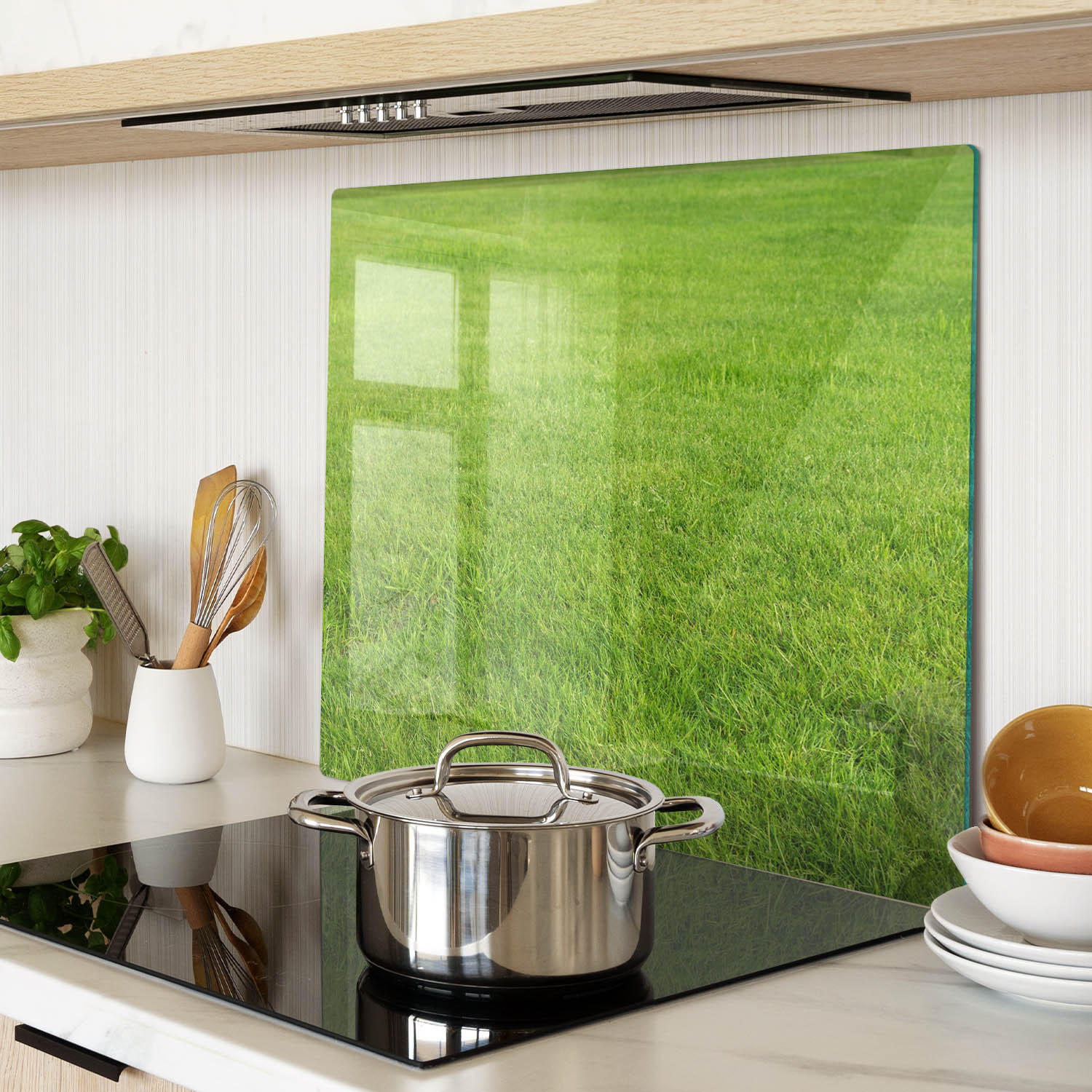 GLASPLATTE 60x52 cm Grünes Gras - Grün, Glas (60/0.4/52cm) - TULUP