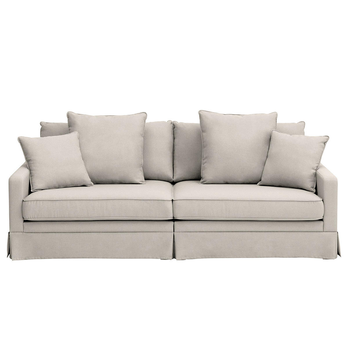 BIGSOFA mit Husse - Webstoff - Hellgrau/Schwarz, Kunststoff/Textil (230/89/110cm) - home24