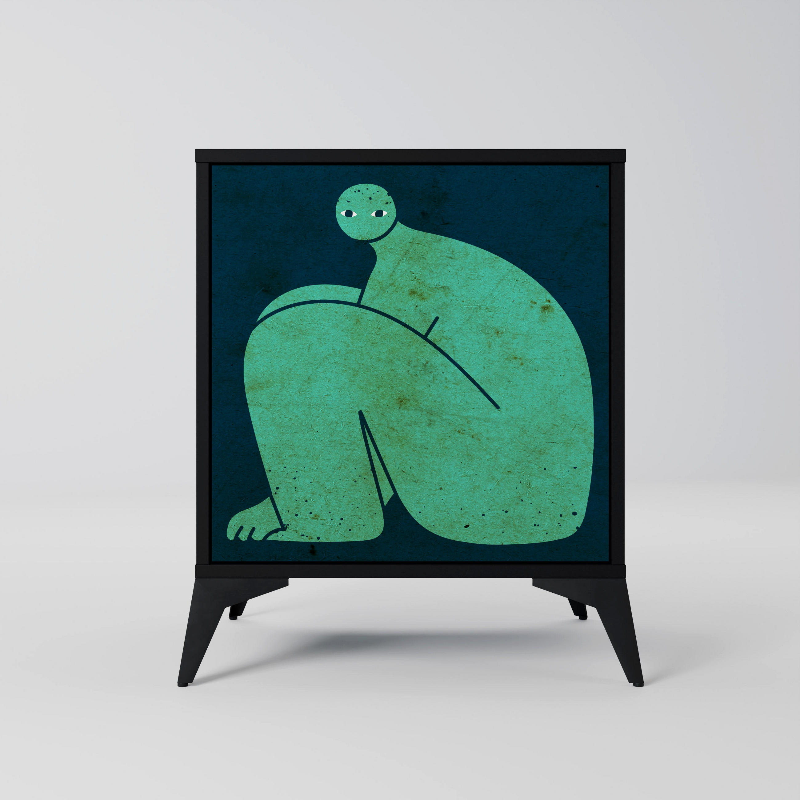 SIDEBOARD TOGETHER BUT SEPARATELY, Schwarz, 57,5x42x70,5 cm, Schwarze Metall-Sternfüße - Multicolor/Schwarz, Holzwerkstoff/Metall (57.5/70.5/42cm) - SpaceRebels