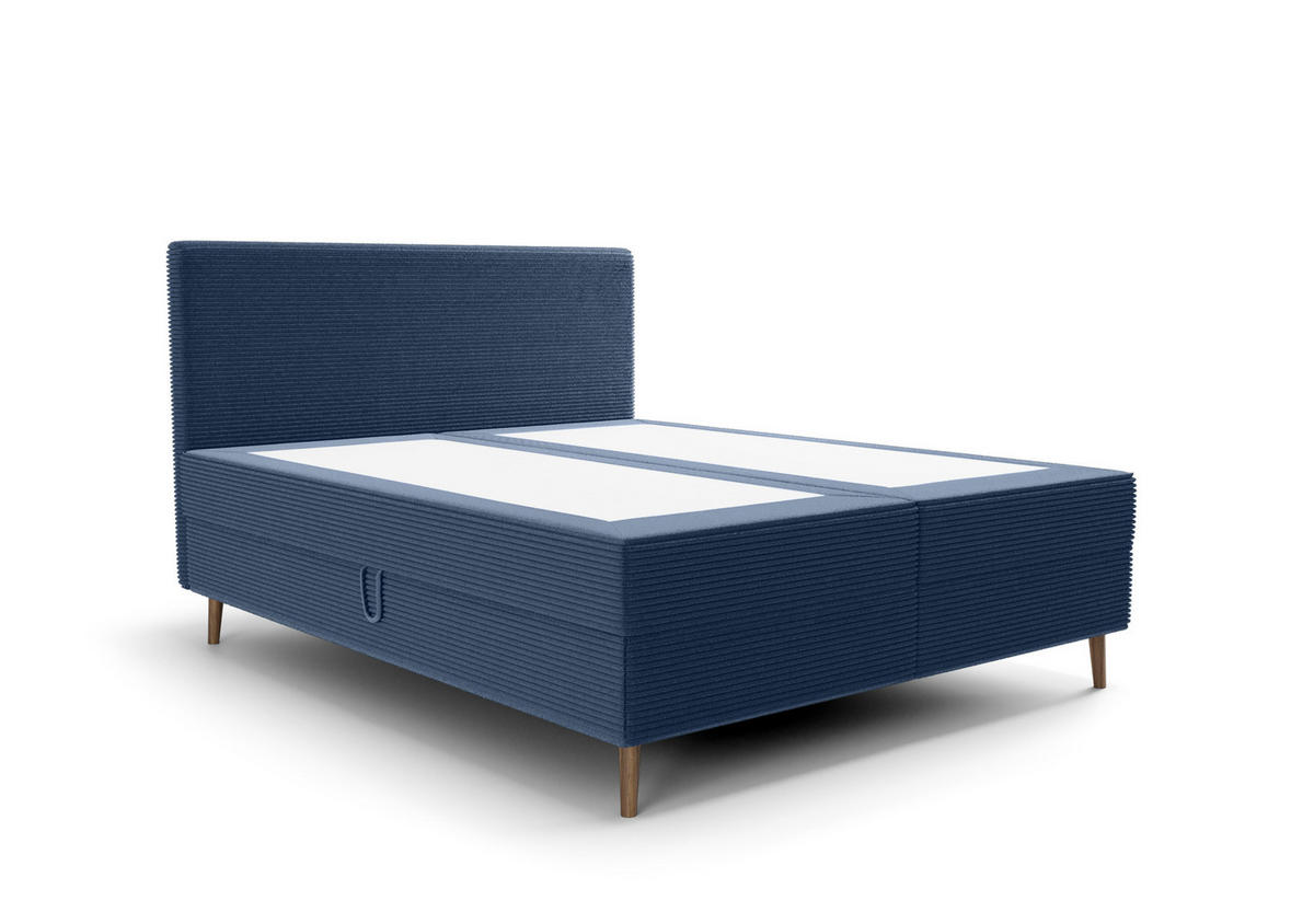 BOXBETT NARA mit Matratze H3, Bonell und Topper 140x200 POSO 05 - Dunkelblau, Textil (140/200cm) - Bedante