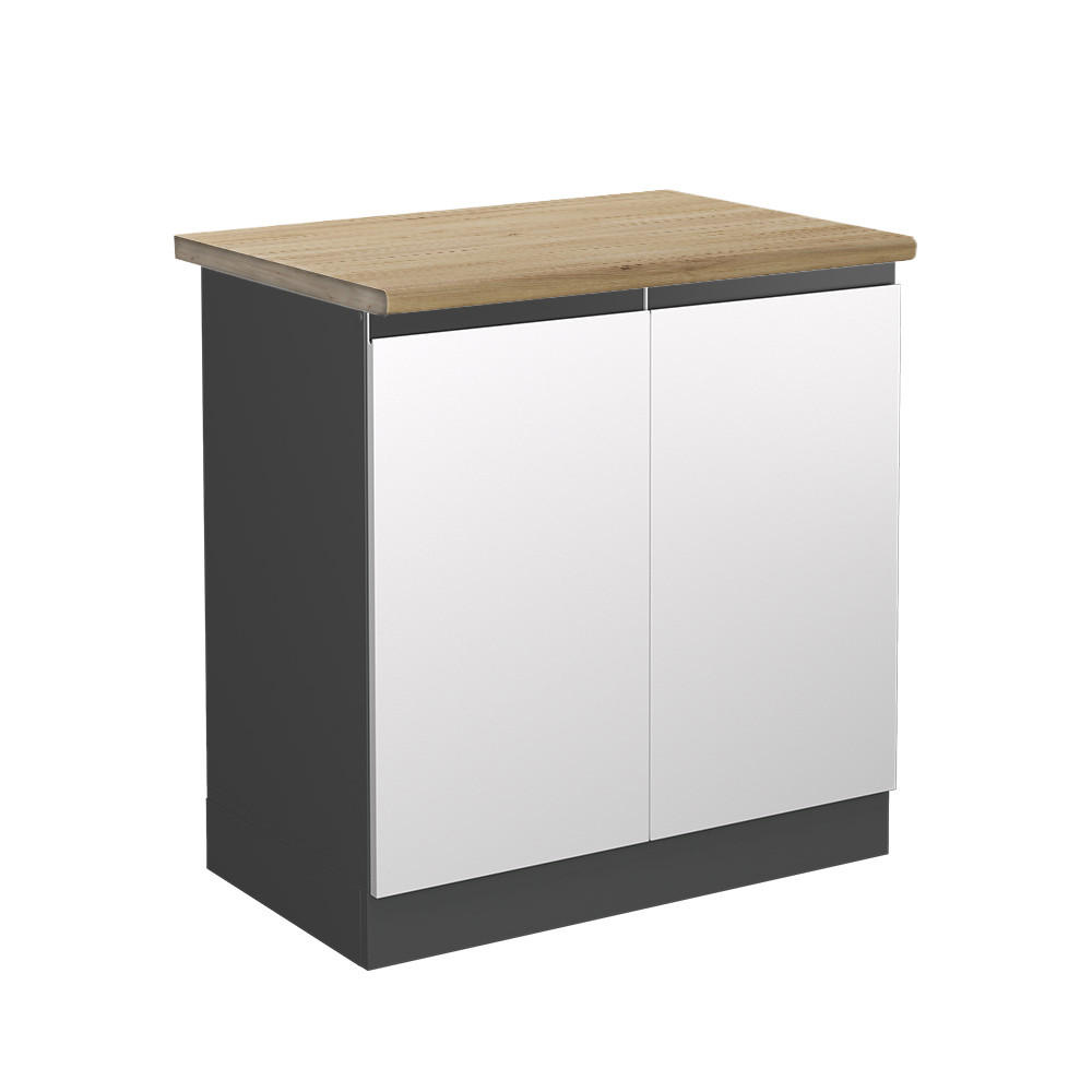 SPÜLENUNTERSCHRANK R-Line Weiß 80 cm, AP Eiche - Anthrazit/Weiß, Holzwerkstoff (80/81.6/60cm) - Vicco